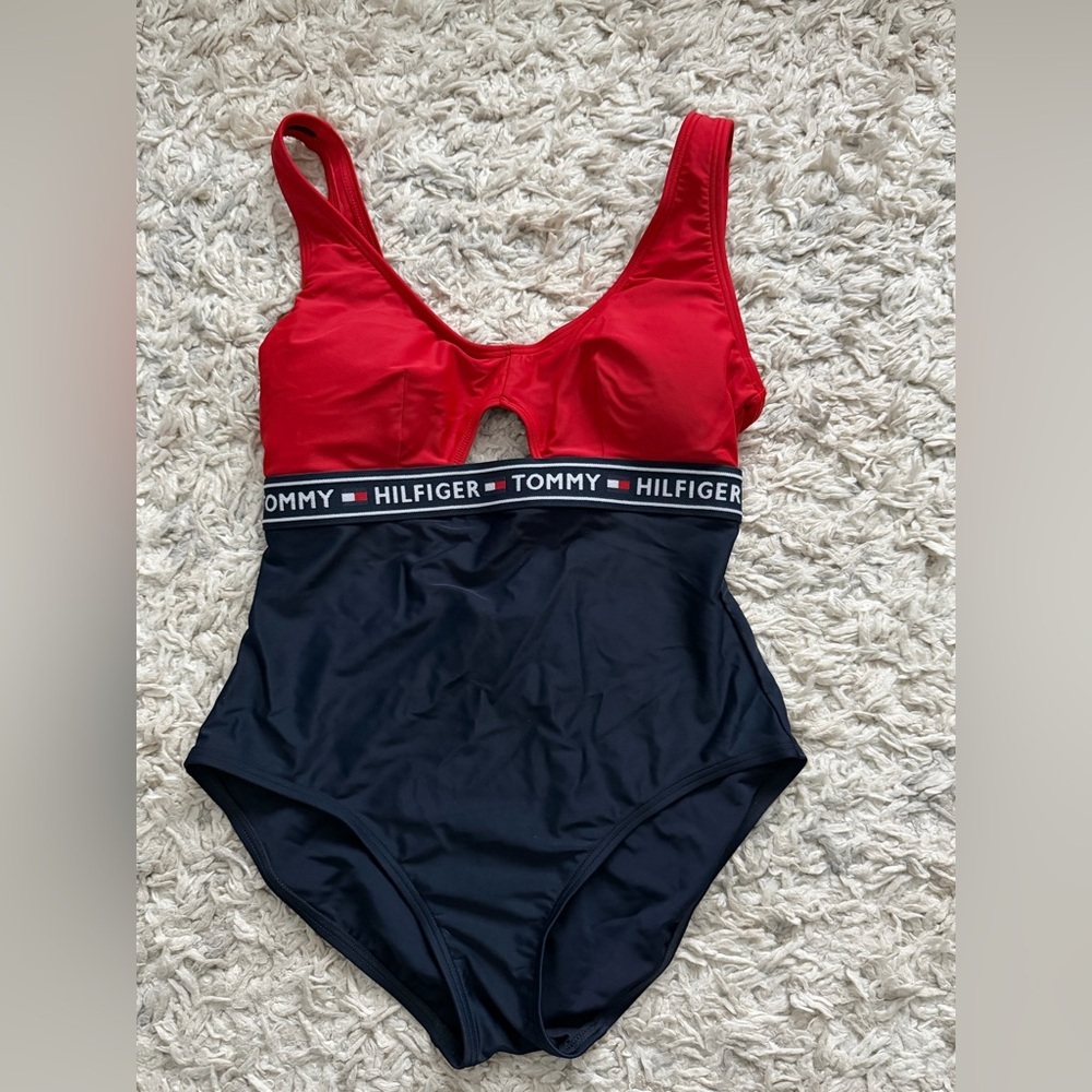 Swimsuit Tommy Hilfiger Navy Blue Red Apparel Size Small
